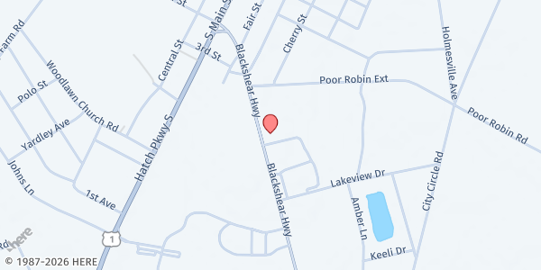 Map showing Baxley Church of God at 353 Blackshear Hwy. SE, Baxley, GA