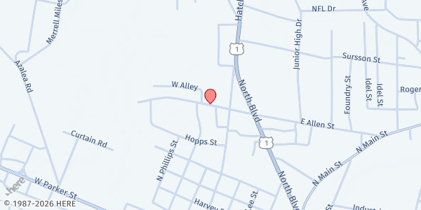Map showing Upper Room Temple COC at 99 W. Allen St., Baxley, GA
