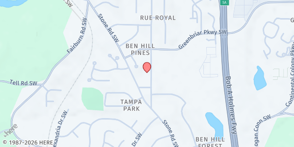 Map showing Dorothy's Healthy Cat at 2685 Barge Road Southwest, Ben Hill Pines, GA