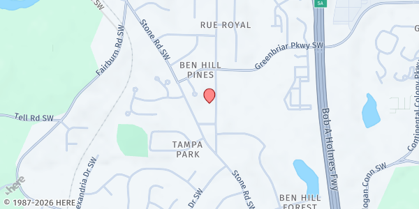 Map showing Dorothy's Helping Hands at 2685 Barge Road Southwest, Ben Hill Pines, GA