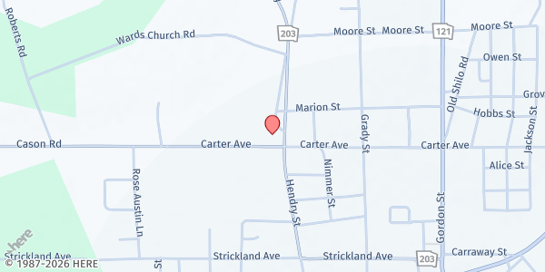Map showing Pierce County Food Pantry at 713 Hendry Street, Blackshear, GA