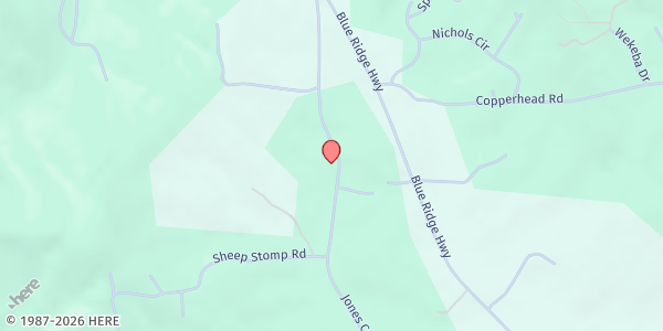 Map showing New Union Baptist Church at 4159 Jones Creek Rd., Blairsville, GA