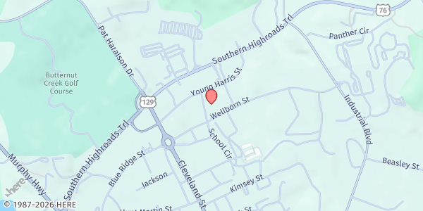 Map showing Ninth District Opportunity - Blairsville at 185 Wellborn St., Blairsville, GA