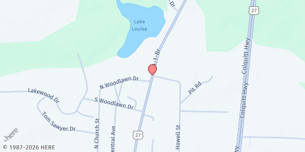 Map showing Helping Hands of Early County Outreach Center at 86 North Main Street, Blakely, GA