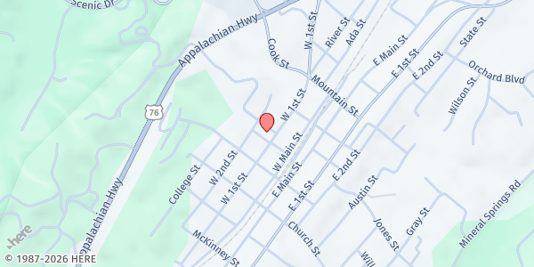 Map showing Fannin County Senior Life Services - Blue Ridge at 440 W. First St., Blue Ridge, GA