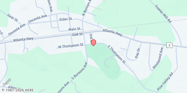 Map showing Area Churches Together Serving (ACTS) at 130 E. Thompson St., Bogart, GA