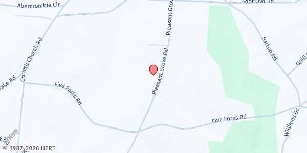 Map showing Pleasant Grove Baptist Church at 2537 Pleasant Grove Rd., Bowman, GA