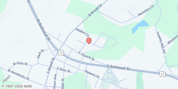 Map showing Sharing and Caring - Bowman at 86 Adams Cir., Bowman, GA