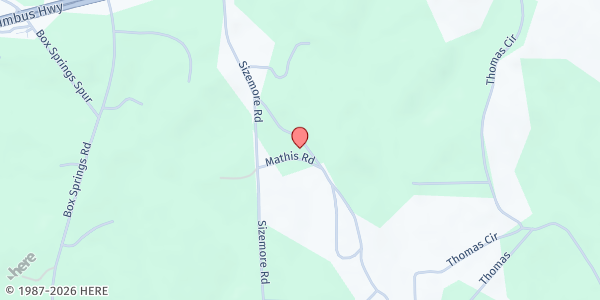 Map showing Box Springs Church of Christ at 173 Howard Rd., Box Springs, GA