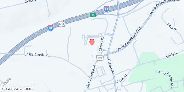 Map showing Free Chapel Worship Center Inc. at 2001 Cherry Drive, Braselton, GA