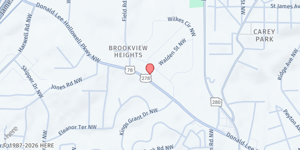 Map showing Landing Tracts for Advanced Living, Inc. at 2865 Donald Lee Hollowell Parkway Northwest, Brookview Heights, GA