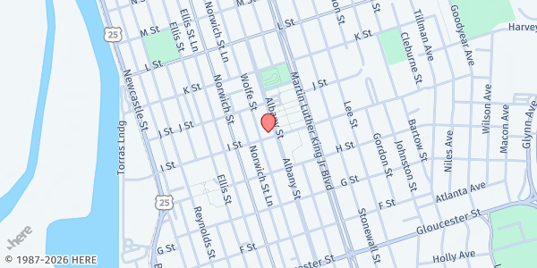 Map showing Altama Presbyterian Church at 1901 Albany Street, Brunswick, GA