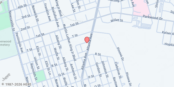 Map showing Faith Works at 2911 Altama Avenue, Brunswick, GA