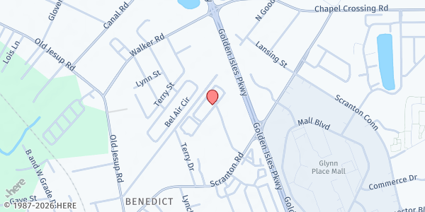 Map showing Gateway Community Service - Coastal Village Apartments at 600 Coastal Vlg Dr., Brunswick, GA