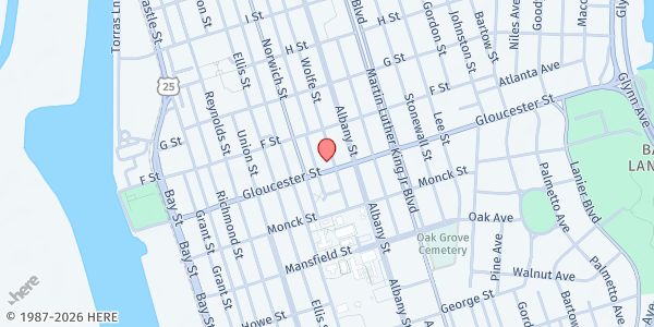 Map showing Grace House of Brunswick at 1107 Gloucester Street, Brunswick, GA