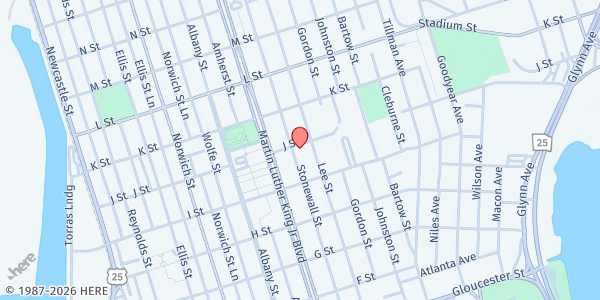 Map showing Mount Olive Missionary Baptist Church at 1926 Stonewall St., Brunswick, GA