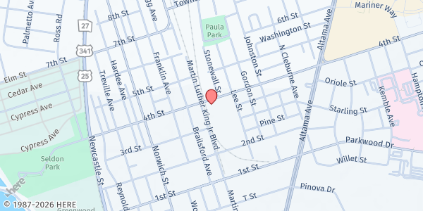 Map showing Shepherd's Pantry/Worth It Nation International Church at 1504 4th Street, Brunswick, GA