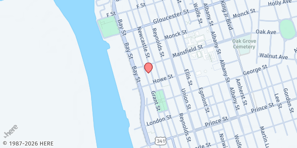 Map showing St. Vincent de Paul Society - Brunswick at 1217 Newcastle Street, Brunswick, GA