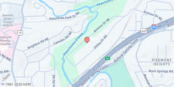 Map showing Open Hand Atlanta at 181 Armour Drive Northeast, Buckhead, GA