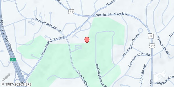 Map showing Trinity Presbyterian Church at 3003 Howell Mill Road Northwest, Buckhead, GA