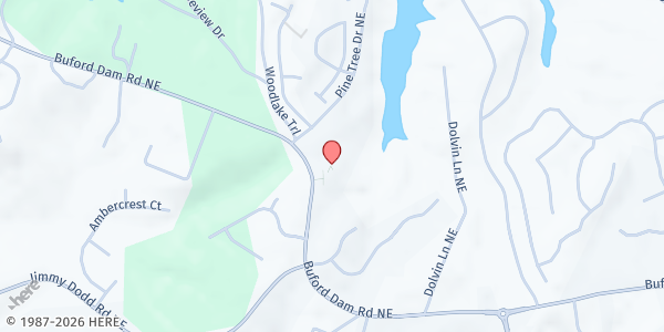 Map showing New Prospect UMC Pantry & Closet at 2018 Buford Dam Rd., Buford, GA