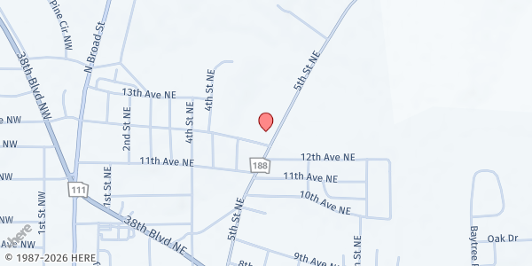 Map showing First Assembly of God Cairo, Inc. at 495 12th Ave. NE, Cairo, GA