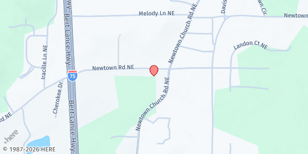 Map showing First Apostolic Ministries at 685 Newtown Rd NE, Calhoun, GA