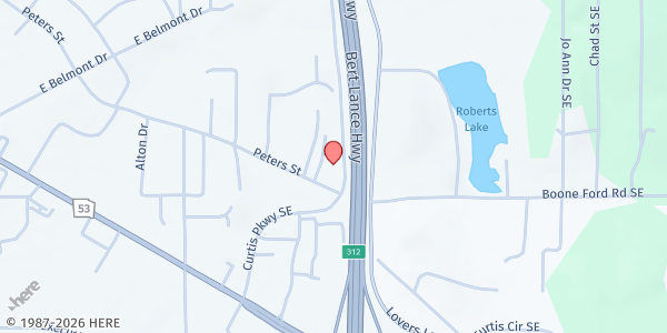 Map showing Grace Church at 401 Peters St, Calhoun, GA