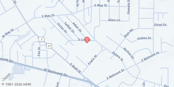 Map showing Grace Church at 401 Peters St., Calhoun, GA
