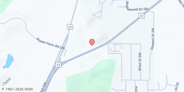 Map showing St. Clement's Catholic Church - St. Vincent de Paul at 875 Hwy 53 W SW, Calhoun, GA