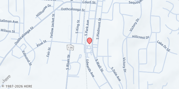 Map showing Voluntary Action Center at 343 S. Wall St., Calhoun, GA
