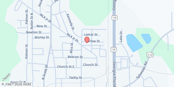 Map showing Walker Street Church of God in Christ at 138 Walker St., Camilla, GA
