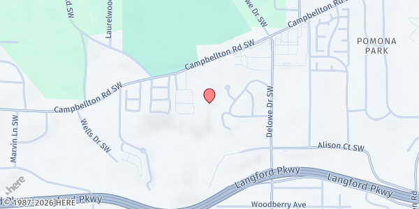 Map showing Andrew and Walter Young Family at 2220 Campbellton Road Southwest, Campbellton, GA