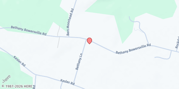 Map showing Bethany Baptist Church at 2085 Bethany Bowersville Road, Canon, GA