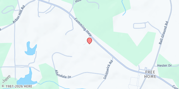 Map showing House of Hope, NG, Inc. at 11954 Cumming Hwy., Canton, GA