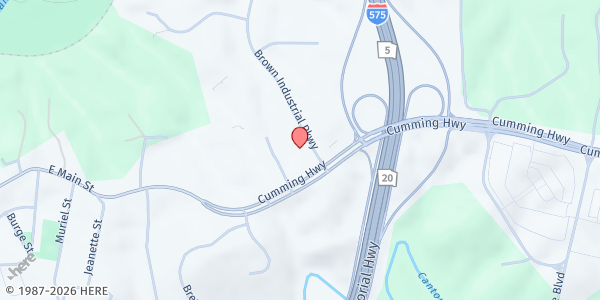 Map showing MUST Cherokee Client Services - Canton at 111 Brown Industrial Parkway, Canton, GA