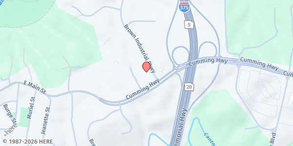 Map showing MUST Ministries Client Services - Cherokee County at 111 Brown Industrial Parkway, Canton, GA