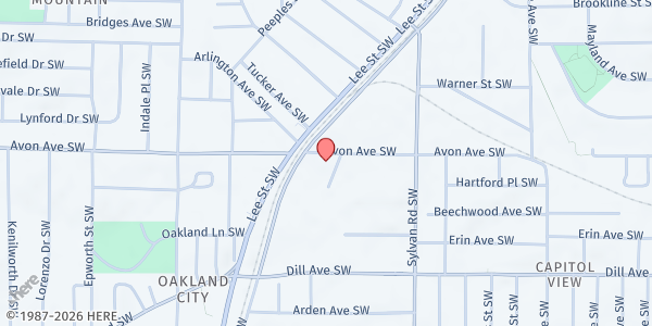 Map showing P.O.W.E.R Atlanta Inc. Food Pantry at 1024 Avon Avenue Southwest, Capitol View, GA