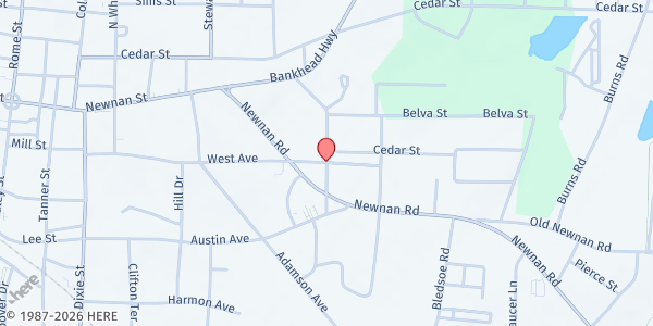 Map showing Mt. Pleasant Baptist Church-Manna House at Mandeville Ave, Carrollton, GA
