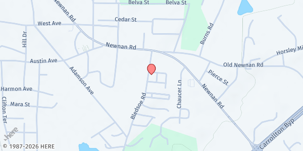 Map showing Open Hands United Christian Ministry - Carrollton at 100 Bledsoe Street, Carrollton, GA