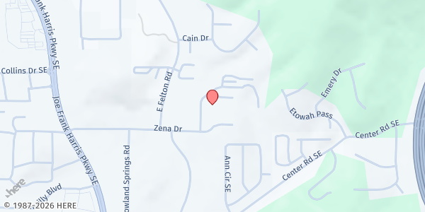 Map showing Bartow County Senior Center at 102 Zena Dr., Cartersville, GA