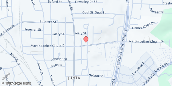 Map showing Community Christian Church at 418 M.L.K. Jr Dr., Cartersville, GA