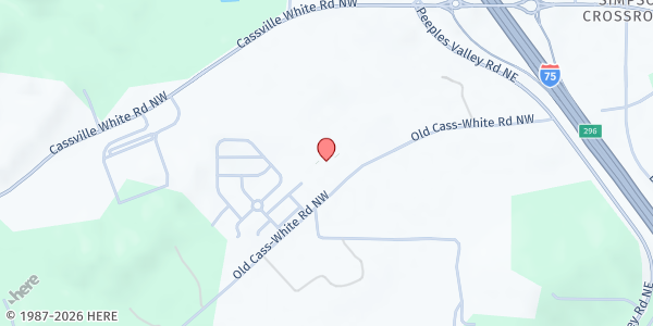 Map showing Grace Baptist Church at 477 Old Cassville White Rd. NW, Cartersville, GA