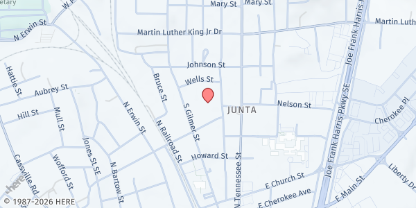 Map showing St Francis of Assisi Catholic Church at 140 Douglas St, Cartersville, GA