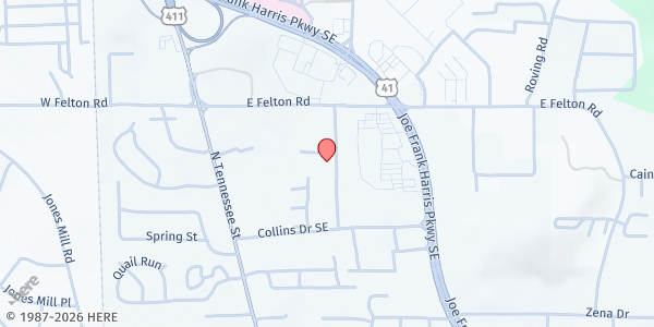 Map showing The Salvation Army - Cartersville at 16 Felton Pl., Cartersville, GA