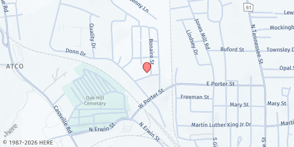 Map showing There's Hope for the Hungry - Greater Mt Olive Baptist Church at 1 Mt Olive St., Cartersville, GA