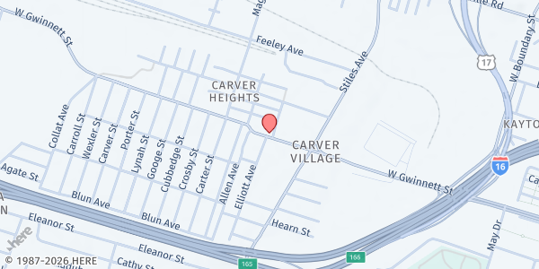 Map showing Gospel of Light at 1402 West Gwinnett Street, Carver Heights, GA
