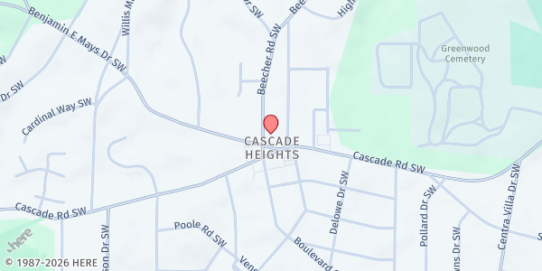 Map showing Providence Missionary Baptist Church at 2295 Benjamin E Mays Drive Southwest, Cascade Road, GA