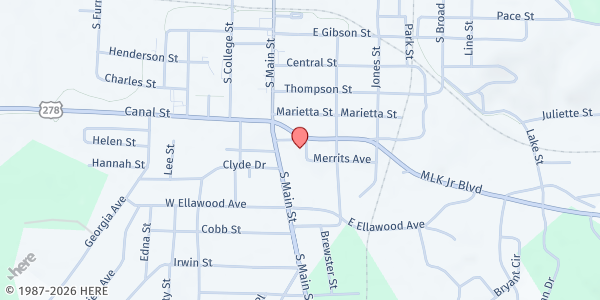 Map showing Cedar Spring Missionary Baptist Church at 126 Martin Luther King Jr Blvd, Cedartown, GA