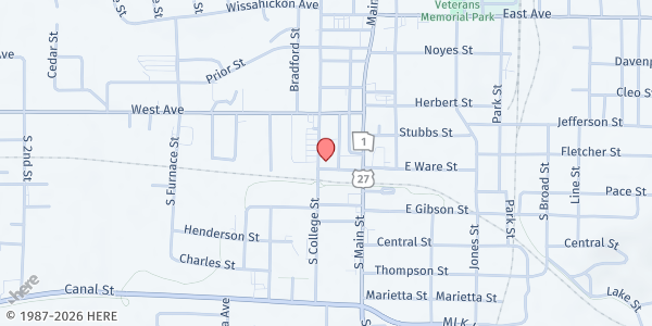 Map showing Cedartown United Fund Inc. - Food Bank at 445 S College St, Cedartown, GA